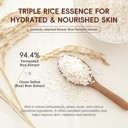 Skin Care Set, Korean Skin Care - Korean Beauty for Women - 5Pcs | Rice Cleanser, Toner, Serum, Eye Serum, Moisturizing Cream Teen Girls Mom Daughter Mother'S Day Birthday Christmas Lover